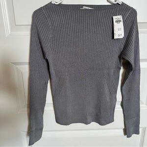 Abercrombie & Fitch Glossy Slash Sweater Top Gray Size Medium